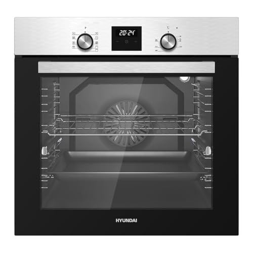 Hyundai Horno Multifunción con Ventilador Inox HHM10800DX. Capacidad 80 Litros, 2500 W, 9 Programas, Interior Esmaltado, Fácil Limpieza, Display LED Manual, Eficiencia Energética Clase A