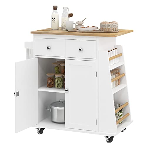 sogesfurniture-Kitchen-Island-CartRolling-Storage-Trolley-Cart-with-Towel-Holder-and-Spice-Rack-Smooth-Lockable-Wheels-Adjustable-Shelves-2-Door-Cabinet sogesfurniture Kitchen Island CartRolling Storage Trolley Cart with Towel Holder and Spice Rack Smooth Lockable Wheels Adjustable Shelves 2 Door Cabinet