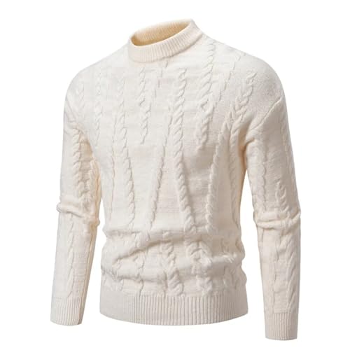 Dndrdhfb Men's Long-Sleeved Knitted Sweater, Winter Warm High-Necked Solid Color Street Style Pullover2
