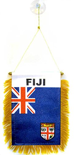 Image of AZ FLAG Fiji Mini Banner 6'' x 4'' - Fijian Pennant 15 x 10 cm - Mini Banners 4x6 inch Suction Cup Hanger