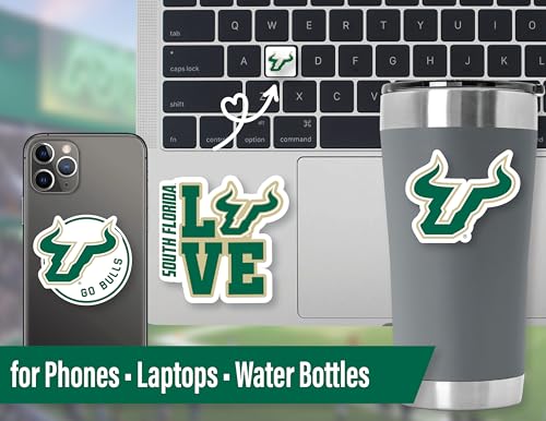 Image of USF Stickers Decals Merch Bulls University South Florida Gifts Car 14 Pc