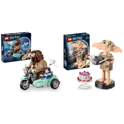 LEGO Harry Potter Hagrid & Harrys Motorradfahrt + Dobby der Hauself Set Ausstellungs-Geburtstagsgeschenk für Fans der Zaubererwelt 76443 + 76421