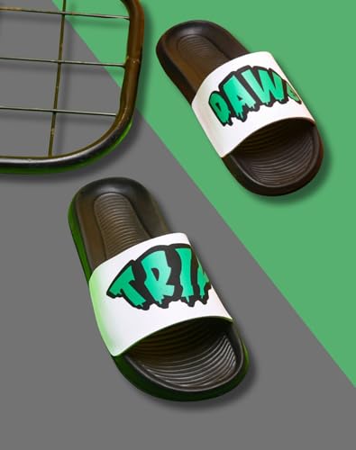 Image of PERY-PAO Sliders Mens White, Black, Grey, Sky blue Design Toxic, Spider, Dope, Panda Printed Flip Flop & Slippers