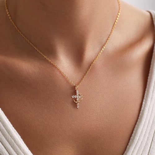 Gold Crown Cross Necklace for Women, 3 Colors, Cross Necklace for Girls, Gold-Plated Christian Faith Jewelry Gifts, Exquisitely Packaged Perfect for Gifting4