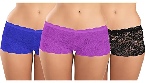 Image of FIMS - Fashion is my style Cotton Lycra Net Boy Short Panty for Womens, Mid Rise, Satin, Hipster Panties, Daily Use, Back and Front Coverage, Brief, See Main Image to Check How Many Panty You Will Get