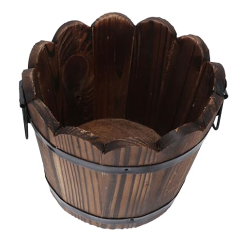 Happyyami Macetero de Madera carbonizada decoración Suministro de jardín comederos Balde maceteros Home Decor fito Accesorios de jardineria Recipiente para Plantar Verduras Abeto Chino Brown