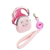 Dekori 犬 ハーネス 小型犬 リード セット かわいい もこもこ ポーチ付き 散歩道具が入る 通気性軽量 ソフト 束縛感なし 抜けない ベスト ナイロン製リード 安全 軽量 散歩/訓練/お出掛 調節可能 簡単着脱 迷子防止リュック・ハーネス M(推奨重量3.5-7.5kg) ピンク