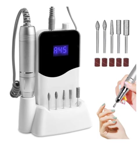 Taladro de uñas recargable profesional de 45000 RPM para uñas, lima eléctrica, pantalla HD, metal, manicura, pluma de uñas