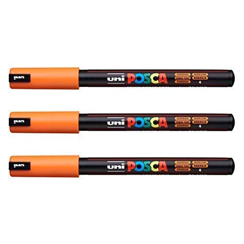 Lot de 3 feutres Posca PC-1MR Uni-Ball, disponible dans une gamme de 16 couleurs Orange