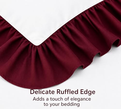 Image of Ruffled Pillow Cases Dule Tone Set of 2, Chocolate - Pillow Shams Brushed Microfiber Edge Ruffled Soft Pillow Cover with Envelope Closure for Bedding Decor 20 inch x 30 inch