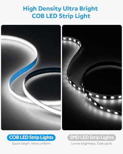 Aclorol 5V USB COB LED Strip 3M 8mm Width Flexible LED TV Backlights Daylight White 6000K COB LED Tape Light Ultar-Bright for Under Cabinet Wardrobe Living Room DIY Lighting Project 320LEDs/M - Image 4