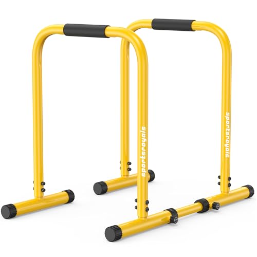 Image of Sportsroyals Adjustable Dip Bar Station, Heavy Duty Parallette & Parallel Bars, 400LBS Stable Dip Stands for Home Gym, Calisthenics & Upper Body Workout Equipment
