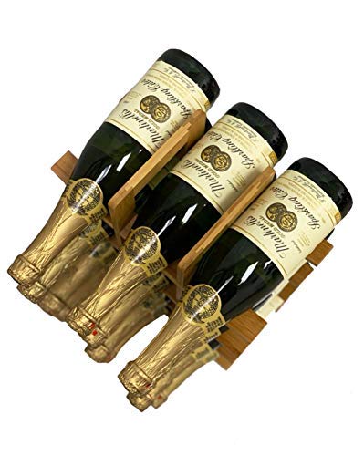 Decomil - 12 Bottle Wine Rack, Samurai Style & Stackable, Modular, Wine Storage Rack, Solid Bamboo Wine Holder Display Shelves, Wobble-Free (12 Bottle Capacity - Samurai Style Capacity)