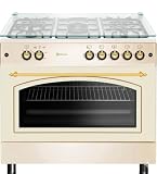 SOLTHERMIC F9L50G2-C COCINA CREMA RUSTICA CON MANDOS DORADOS/ANCHO 90 CMS / 5 FUEGOS/HORNO PANORAMICO 115 L. / GAS BUTANO Y GAS CIUDAD/ENTREGA A DOMICILIO Y RETIRADA DEL USADO GRATIS
