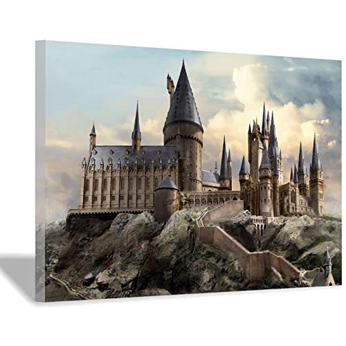 Image of FIOXA Harry Potter Hogwarts Castle Poster Mural Artwork Canvas Painting Poster Wall Art Room Decor 40x60cm（16x24inch） Inner frame