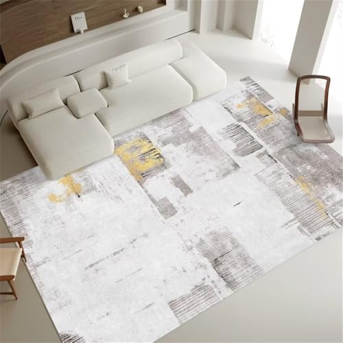 Tapis de sol salon gris 70x140cm rectangle géométrique lavable - 2