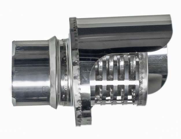 SOMBRERO ANTILLUVIA HORIZONTAL EXOJO PARA ESTUFA PELLET FABRICADO EN ACERO INOXIDABLE (80 Milímetros Diámetro)