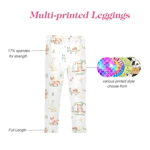 CaTaKu Girls Leggings Animals Watercolor Forest Leggings for Girls Kids Athletic Workout Yoga Pants Size 4-10T4
