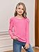 Haloumoning Girls Puff Long Sleeve T Shirts Casual Crewneck Loose Fit Tee Tops Kids Fall Clothes 5-14 Years Rose Red