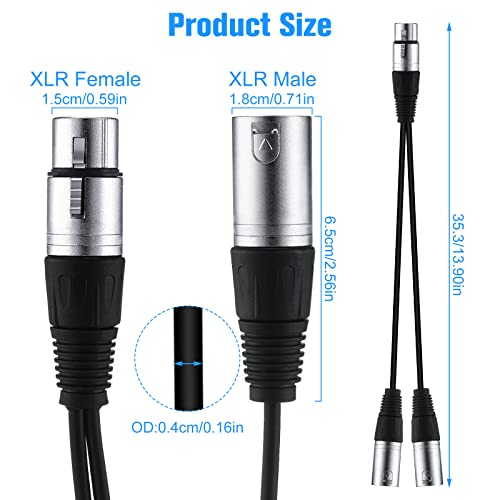 Kigeli KIGELI-888 Xlr Splitter Cable 1 Xlr Female To 2 Xlr Male Patch Y Cable Balanced Microphone Splitter Cord Audio Adaptor Xlr Y Splitter Microphone Cable thumb #1