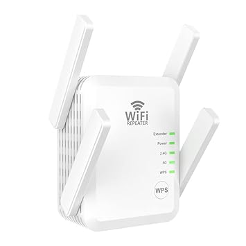 Kalff 1200Mbps WiFi Extender Signal Booster for Home, Dual Band WiFi Booster Covers up to 8000sq.ft and 45+ Devices, 2.4&5GHz Dual Band WPS Signal Amplifier Internet Repeater with Ethernet Port