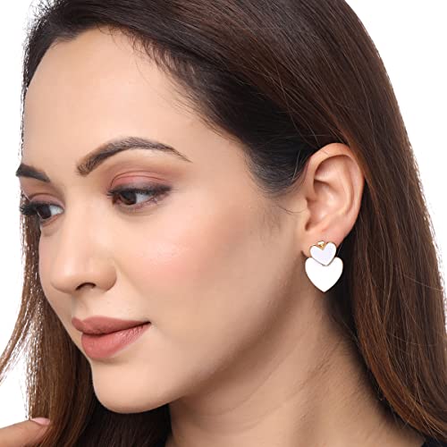 Image of Yellow Chimes Fashion Women Combo Earrings Set | 2 Pairs Korean Style White Earrings