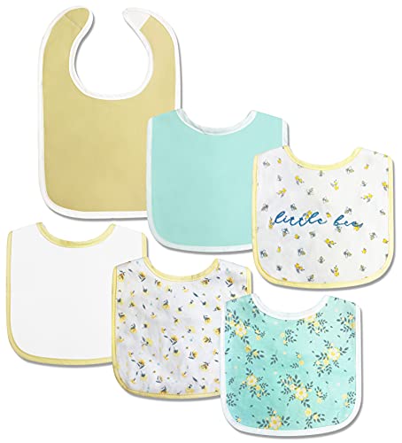 Image of MODERN BABY Baby Bibs for Girls 6 Pack Drooler Bibs for Infants & Babies One Size Adjustable Closure, Little Bee
