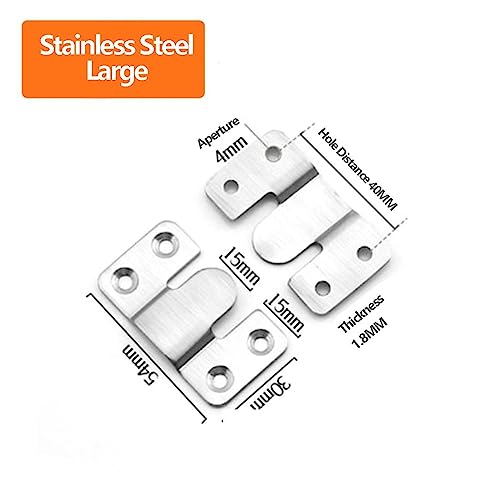 Image of Interlock Hanging Buckle,wall brackets, 1Pcs Headboard Wall Picture Hanger Display Hook Stainless Steel Interlocking Flush Mount Bracket Photo Frame Hardware ( Color : Silver , Size : Large ) ( Color