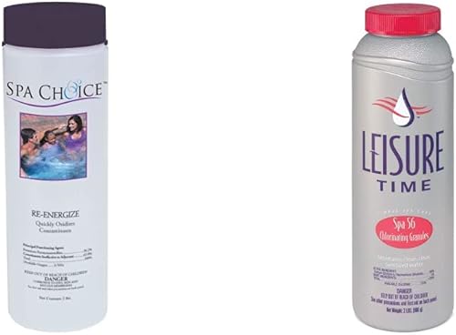 Miniatura 1 de SpaChoice 472-3-3041 Re-Energize Hot Tub Shock 2 libras, 1 paquete y Leisure TIME 22337A Spa 56 gránulos de cloro para jacuzzis, 2 libras, gris