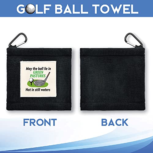 GEYGIE Green Pastures Portable Microfiber Double Layer Pocket Golf Towel with Clip, Funny Golf Towel for Men Dad, Golf Accessories for Men Dad, Funny for Golf Fan