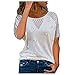 Elegante camiseta de manga corta y manga larga para mujer, camiseta sin mangas, monocolor, con flores, túnica, de verano, básica, de manga corta, Blanco, S
