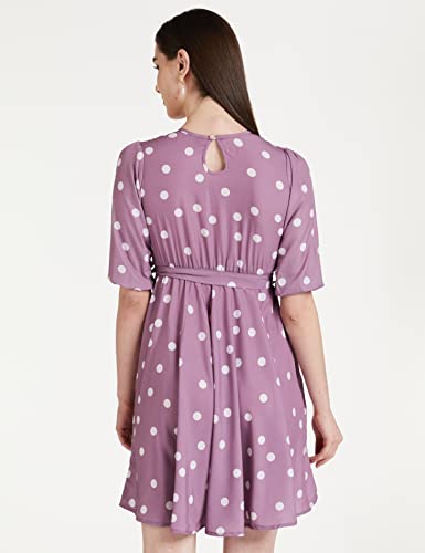 Image of TAGAS Women's Poly Rayon Fit and Flare Knee-Length Dress (OP-3316-PURPLE-S Purple S)