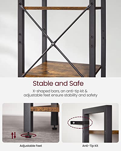 Vasagle 6-Tier Tall Bookshelf, Narrow Bookcase With Steel Frame, Skinny Book Shelf For Living Room, Home Office, Study, 11.8 X 15.7 X 73.8 Inches, Industrial Style, Rustic Brown And Black Ulls101B01 #TOP4