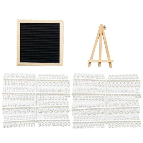 Toyhood Felt Letter Board Set, 20cm x 20cm Wooden Changeable Letter Board with 340 Letters, Wooden Bracket, DIY Frame Message Sign Memo Menu Notice Boards, for Home Party Wedding