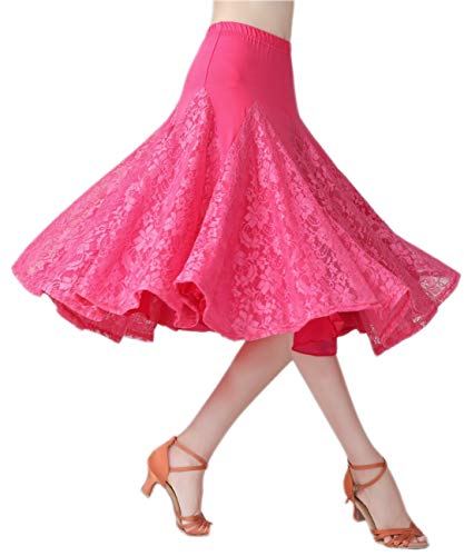 Cismark Elegant Ballroom Dancing Flamenco Waltz Latin Dance Skirt For Girls Pink #TOP2