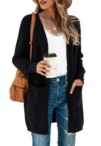 Image of TASAMO Cardigan Sweaters for Women Long Sleeve Open Front Casual Knit Fall Coat Oversized Soft Outwear with Pockets