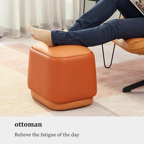 Petit tabouret en cuir pour salon | Pouf moderne de canapé - 8