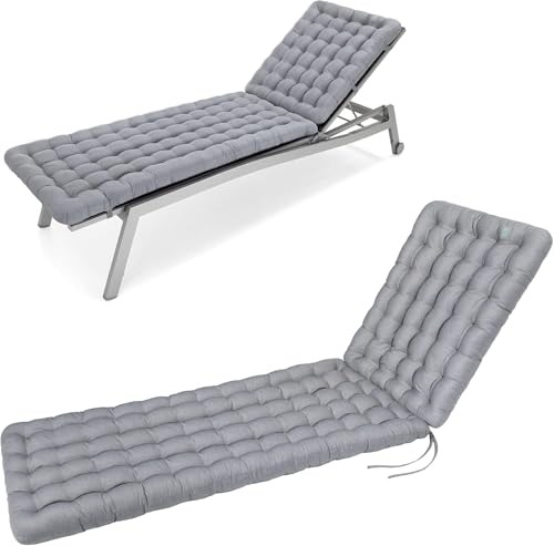 Have A SEAT Luxury Cojín para tumbona de jardín, 200 x 60 cm, extragrueso, 8 cm, lavable hasta 95 °C, resistente a los rayos UV, cojín para tumbona, tumbona de relax y tumbona, fabricado en Alemania