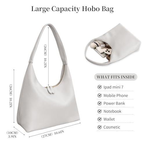 Leather Hobo Bag Small Shoulder Purses for Women Slouchy Tote Handbag Vegan Leather Crescent Bag3