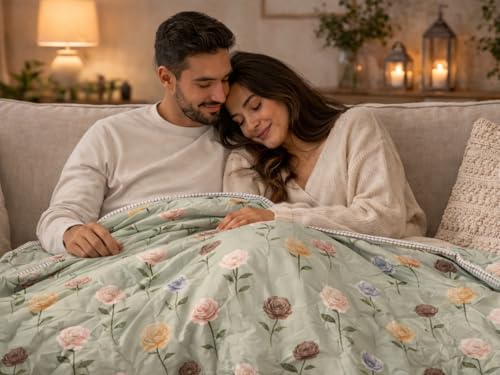 Image of Premium Cotton Dohar for Single Bed | Reversible 3 Layer Lightweight 150 GSM AC Blanket Comforter | Soft Breathable Bedding for Summer & Winter (60x90 Inches)