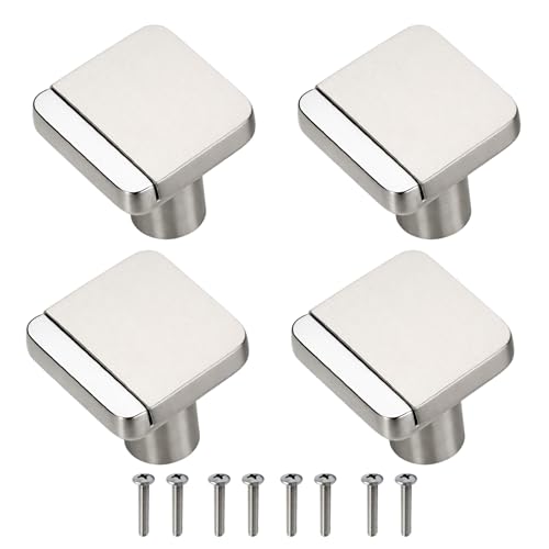 VOLO Cabinet Knob/Drawer Cabinet Knobs/Wardrobe Door Knobs/Cupboard Drawer Pull Handle/Kitchen Drawer Knob/Pulls (Knob_S-175) (Satin Silver, 4)