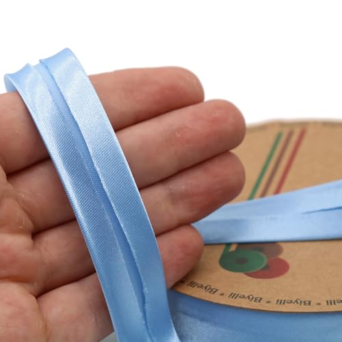 Image of Fold Satin Bias Tape - 99+ Colors - 3 /4 Inches Wide - 27 Yards - Fold Satin Binding Bias Ribbon Fabric Piping Bias Binding Tape for Sewing Clothing DIY (52. Sky Blue) BYS52