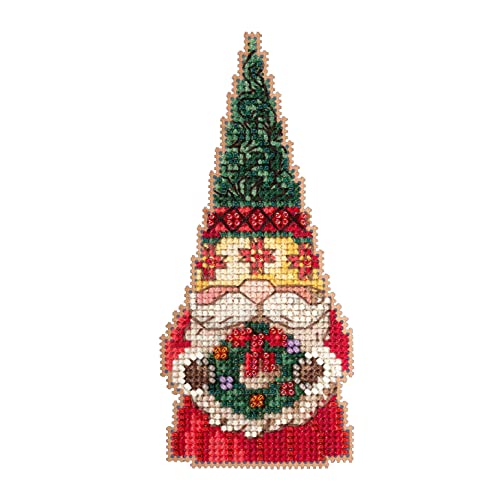 Mill Hill Gnome with Wreath Counted Cross Stitch Ornament Kit 2022 Jim Shore Santa Gnomes JS202212