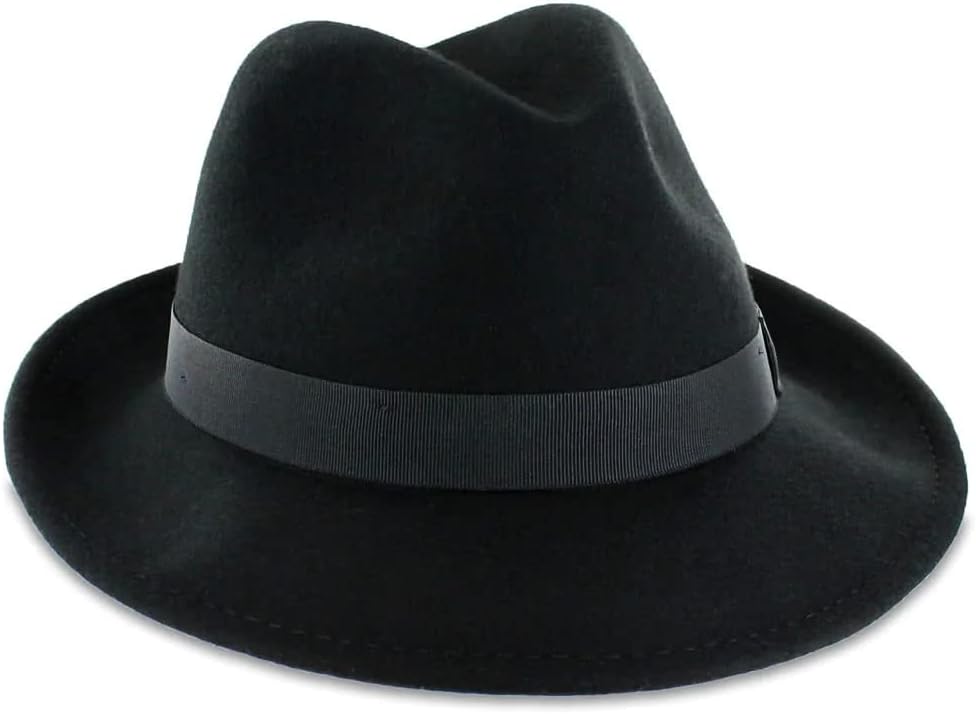 Belfry Crushable Dress Fedora Men's Vintage Style Hat 100% Pure Wool in Black Blue Grey Pecan Brown and Striped Bands - Image 7