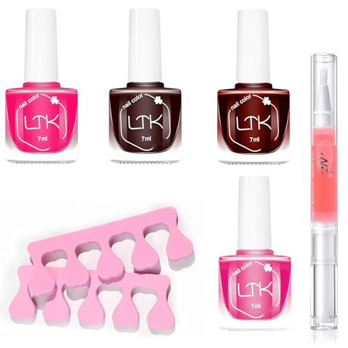 Virellay Juego de 4 esmaltes de uñas con purpurina sin lámpara UV