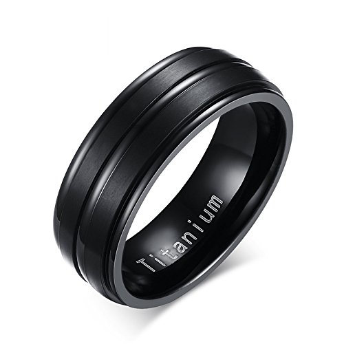 Asma Jewel House 8mm Black Men Ring 100% Titanium Carbide with Matte Finish for Men/Boys