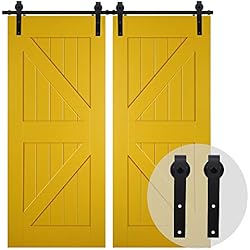 CCJH 200CM / 6.6FT Herraje Para Puerta Corredera Kit de granero Accesorio de armario con rodillo de riel para puerta doble