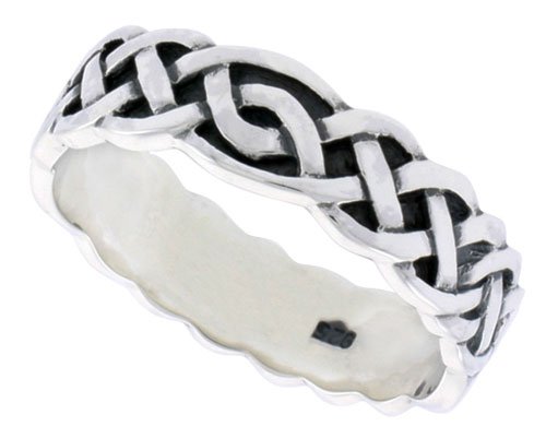 Sterling Silver Celtic Knot Wedding Band Ring for men Silver Flawless Quality 1/4 inch wide, size 9