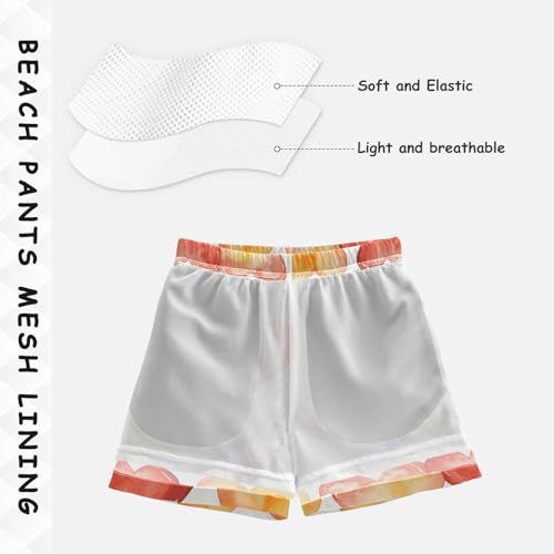 Pigsaly Boys' Swim Board Shorts Watercolor Love Colorful Hearts Boy's Swim Trunks Kids Swimwear 4T4