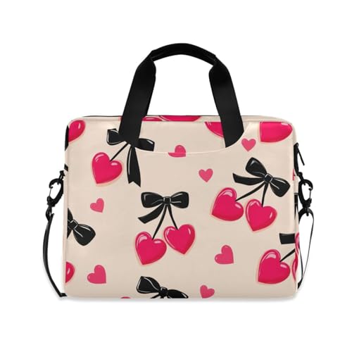 Funda para portátil ALAZA negro con patrón de corazones rosa miniatura 1